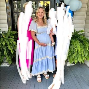 Blue and White Lace Party Dress